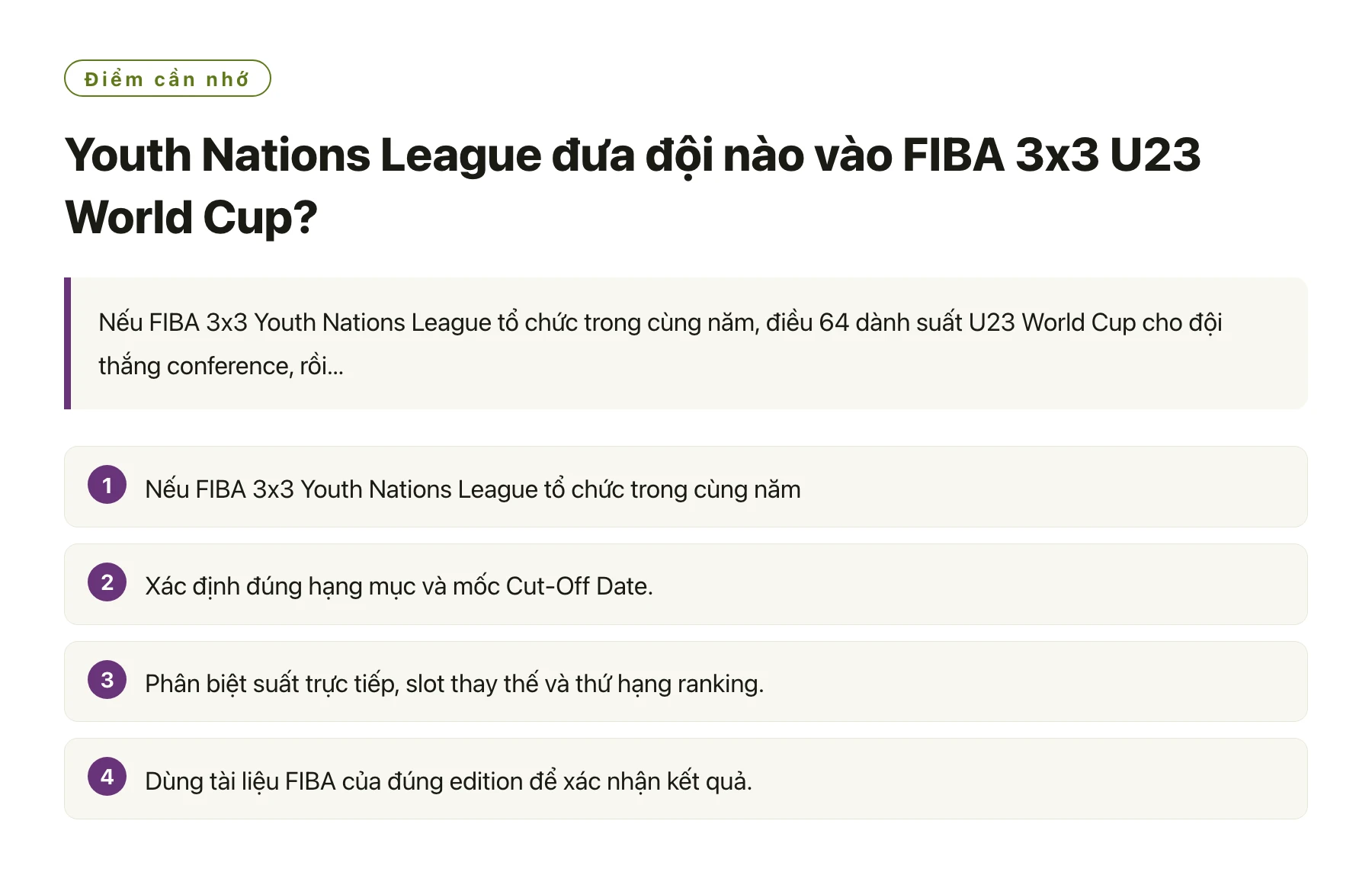 Youth Nations League đưa đội nào vào FIBA 3x3 U23 World Cup?——全文要点速览